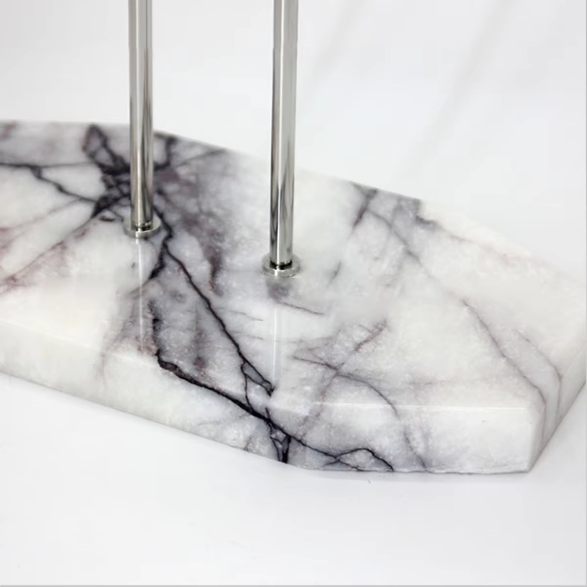 Double Watch Stand with Natural Marble Base - lock and key detail