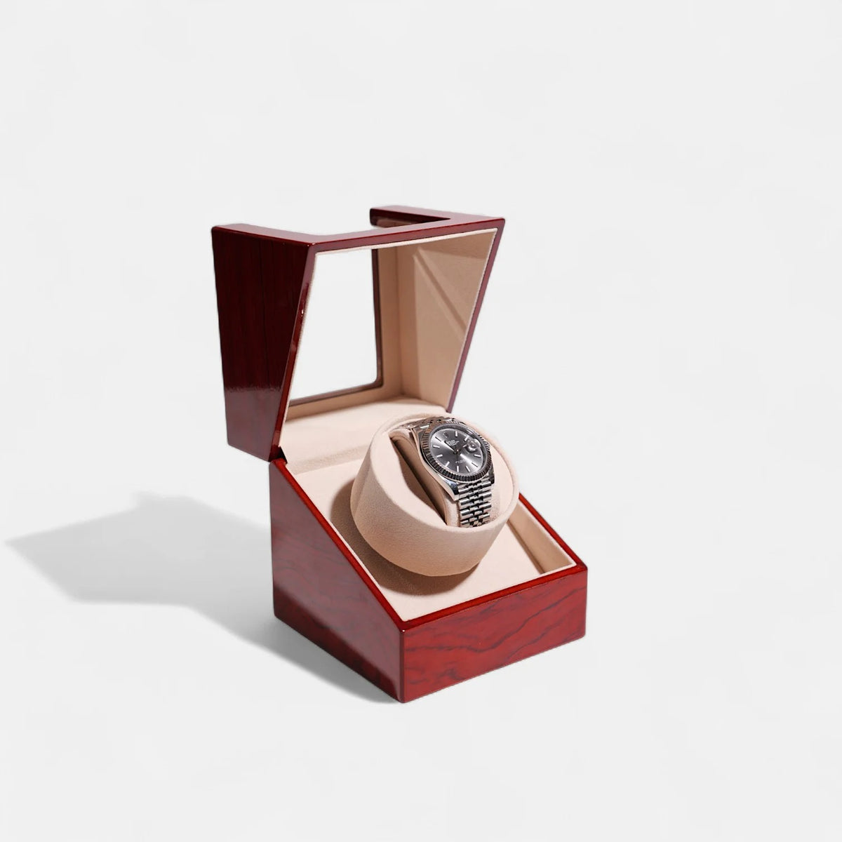 Single Automatic Watch Winder - Lacquered Wood - product view