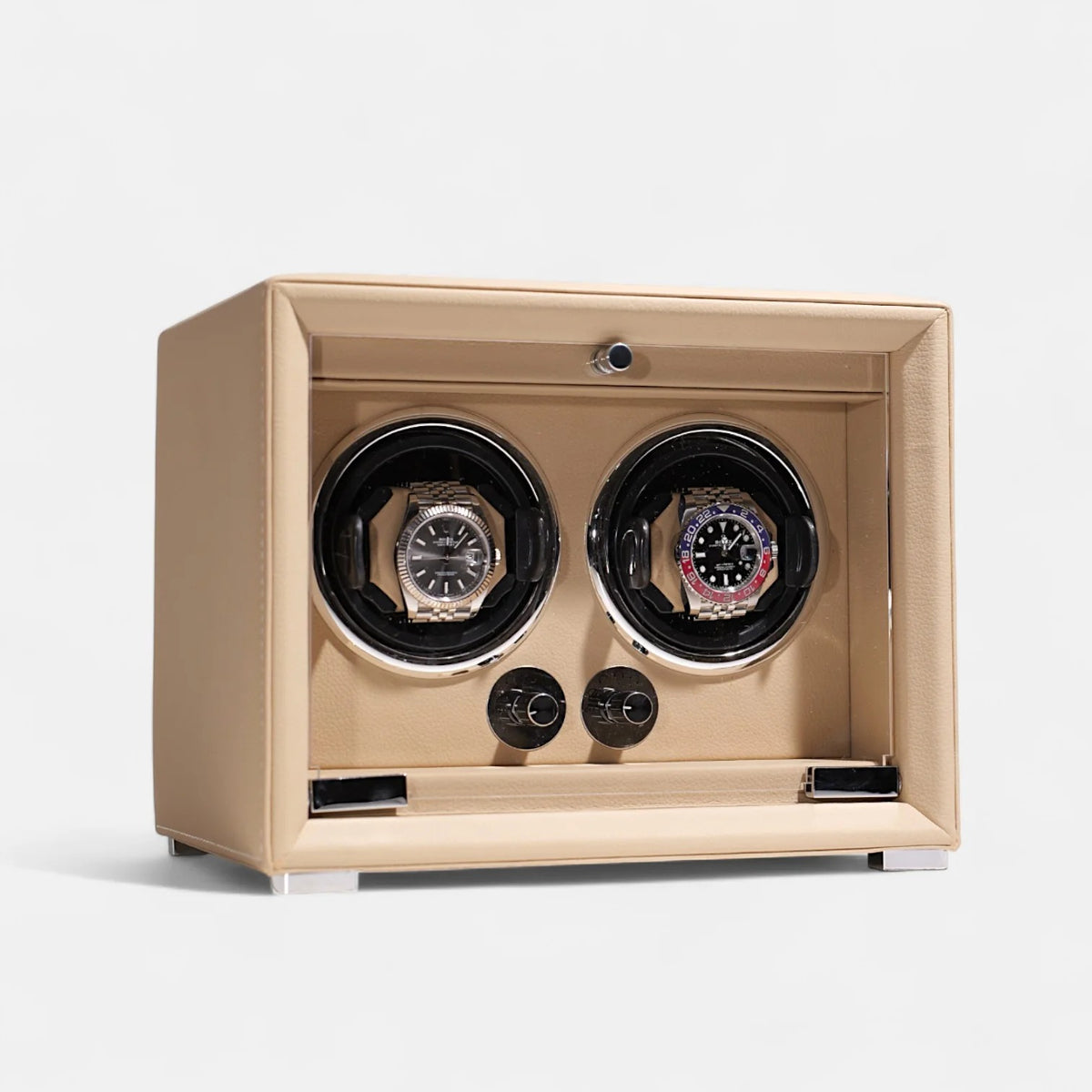 Dual Automatic Watch Winder - Vegan Leather & LED - main product view